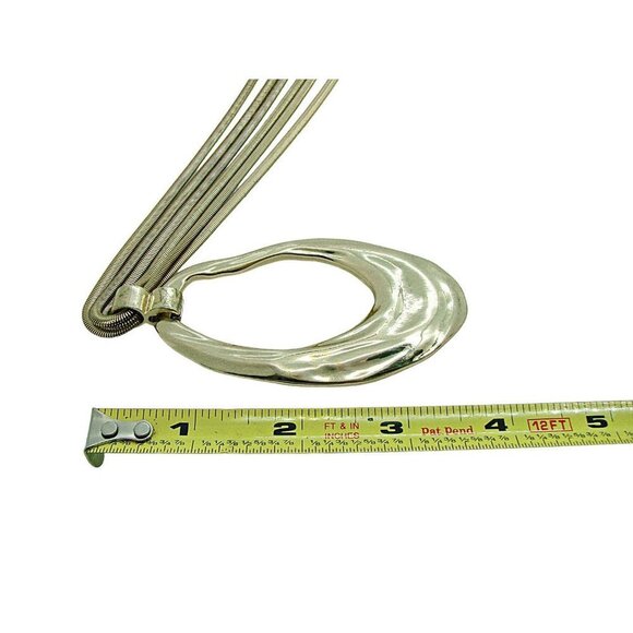 Chicos Multistrand Necklace Abstract Large Oval Pendant 40" Adjustable Gold Tone - Picture 9 of 9